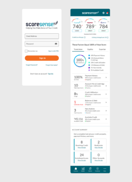 ScoreSense mobile screens for app