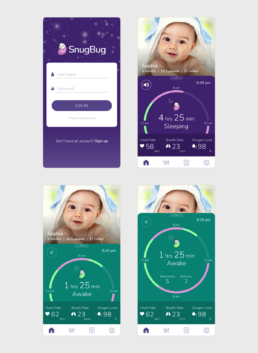SnugBug mobile screens for app