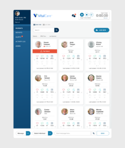Tablet screen of UI for VitalCare admin app