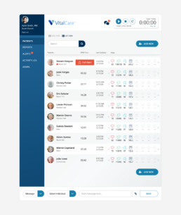 Tablet screen of UI for VitalCare admin app