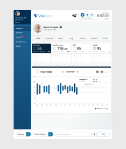 Tablet screen of UI for VitalCare admin app