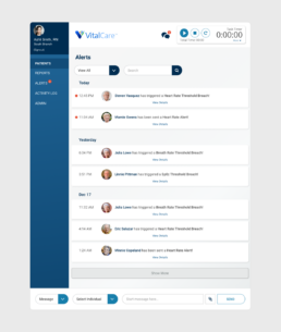 Tablet screen of UI for VitalCare admin app