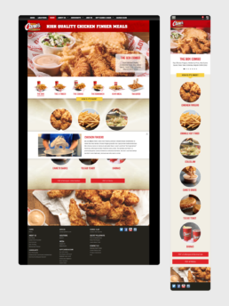 Raising Canes menu screens for website